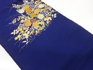 塩瀬金彩金駒刺繍秋草模様名古屋帯